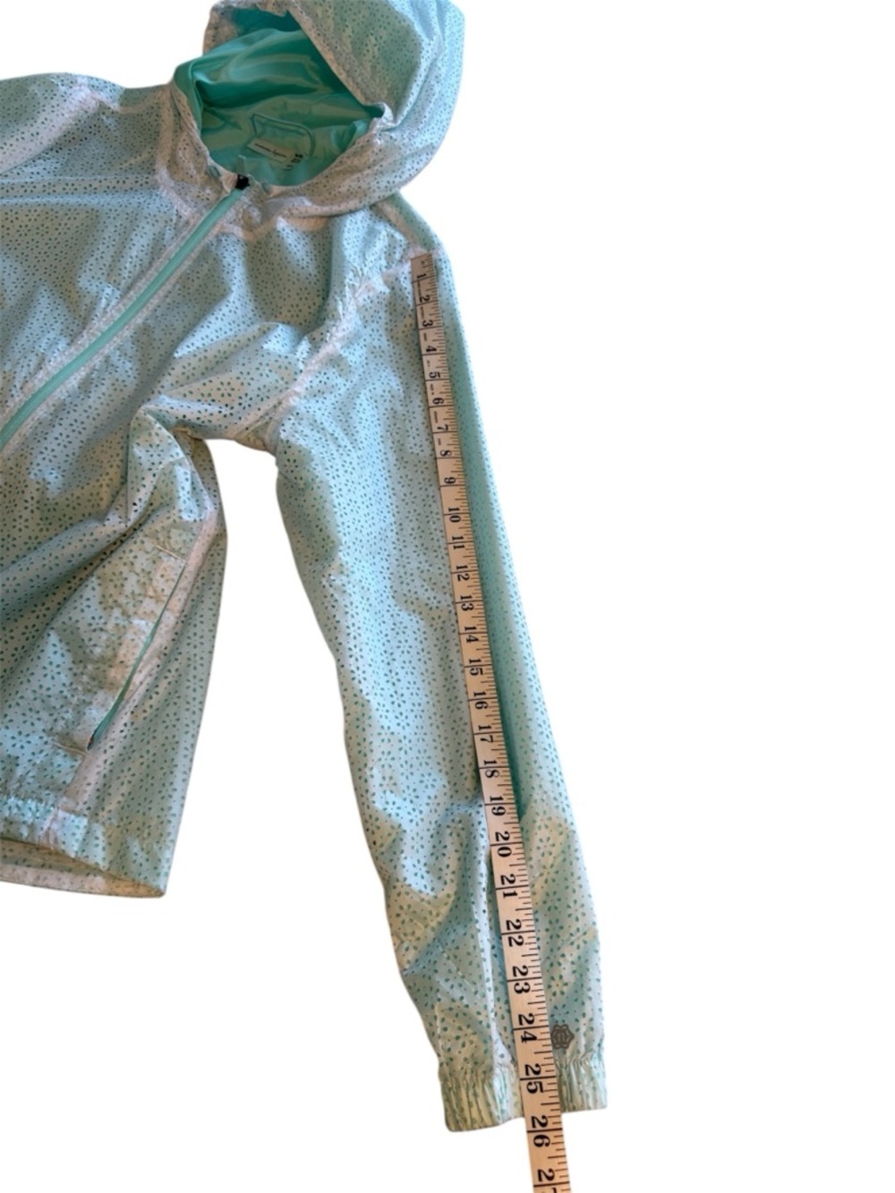 Nanette Lepore Women’s Mint Green Perforated Hooded Zip Up Jacket Size XL - Picture 10 of 13